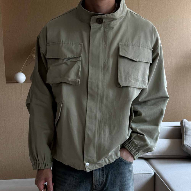 [빅사이즈 L-2XL] 유틸리티 코튼 포켓 하프 야상 점퍼 아우터 집업자켓