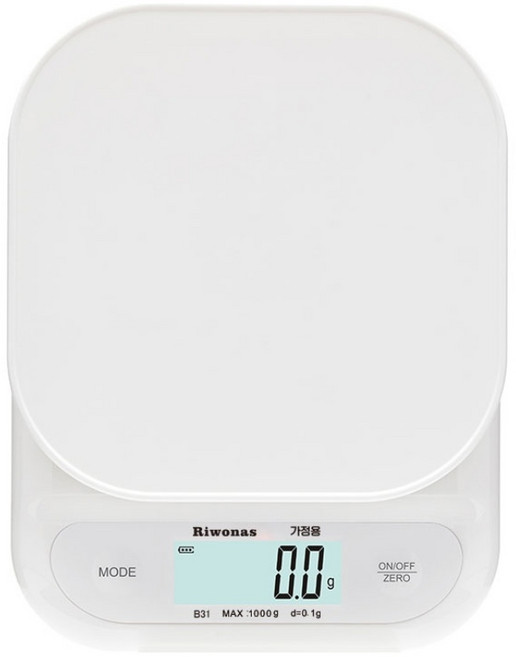 Riwonas 충전식 주방저울 계량전자저울 디지털 고정밀도 저울, MC-B31, 화이트, 1kg
