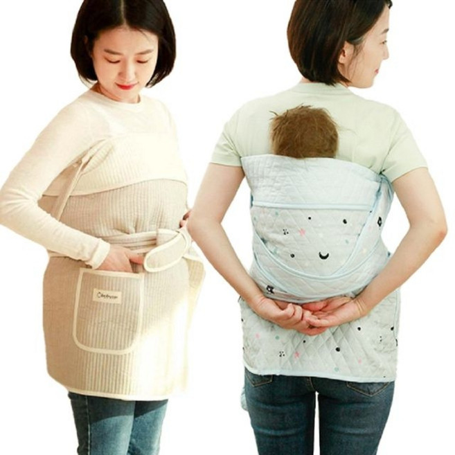 사계절 일자형 전통 포대기/포대기 고급 국산 순면, 인디언블루 7부