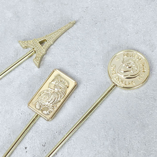 벨르 카페 머들러 사각 골드 음료 커피 롱스틱, 단품, 1개