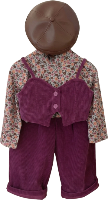 유 아동 여아 봄가을 골덴 플라워 3종세트