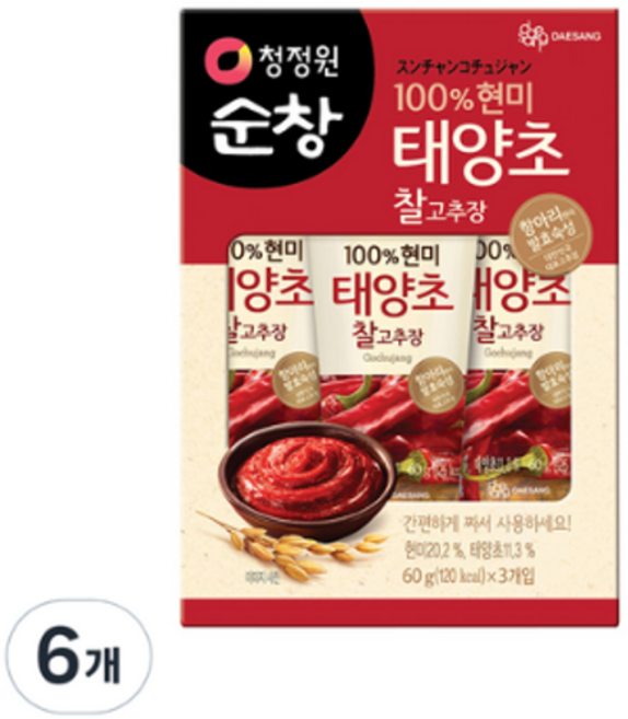 청정원순창 태양초 현미 찰고추장, 60g, 78개