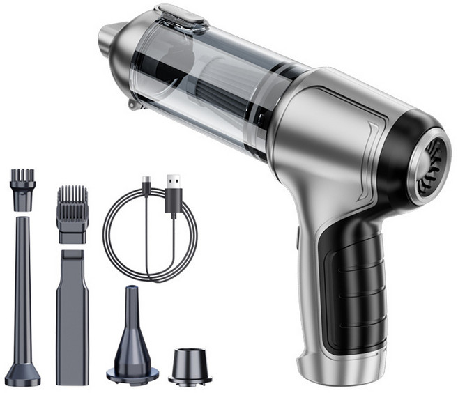 Suitu ST-6645 無線手持吸塵器 63000Pa大吸力 無刷電機 車家兩用, Pro升級款-銀色【全套配件附3個濾芯】