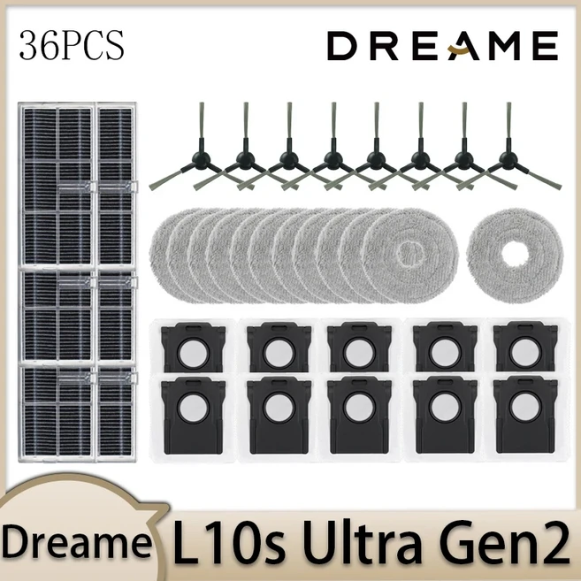 Qriginal Dreame L10s Ultra Gen2 로봇 진공 청소기 액세서리 메인 브러시 사이드 HEPA 필터 천 먼지 봉투, 03 Combination pack 3