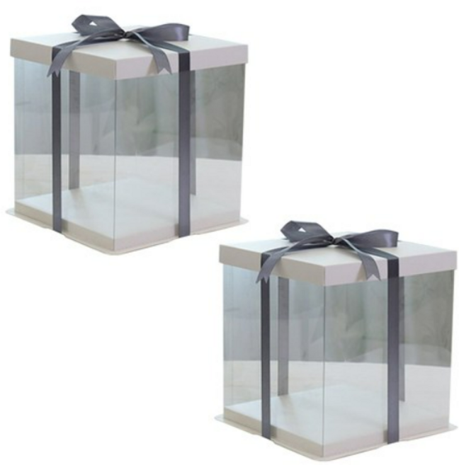 투명 쉬폰 케이크상자 2호, 혼합색상, 2개
