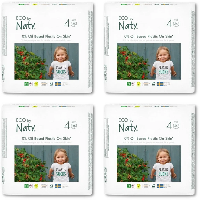 [Naty] 네띠 친환경 밴드 기저귀 4단계 26매 x 4팩, 106매 - 쿠팡