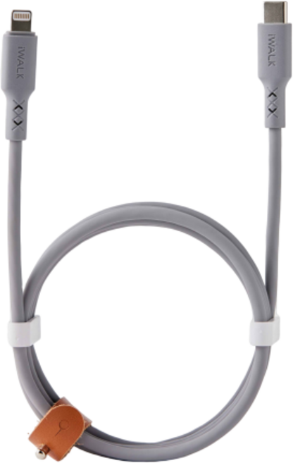 iWALK 液態矽膠快充線 iPhone充電線 PD 蘋果, C to L 灰色, 1個, 150mm