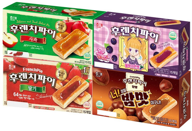 후렌치파이 192g 4종 세트 (딸기+사과+블랙커런트+밤맛), 1세트