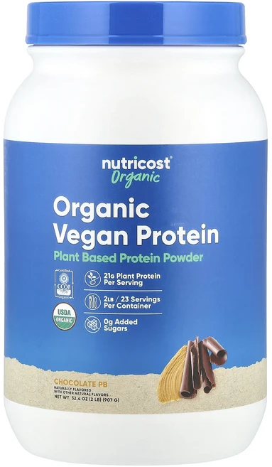 정말좋습니다 Nutricost 유기농 비건 단백질 초콜릿 PB 907g(2lb) 빠르게배송해드릴게요, 907g, 1개 - 쿠팡