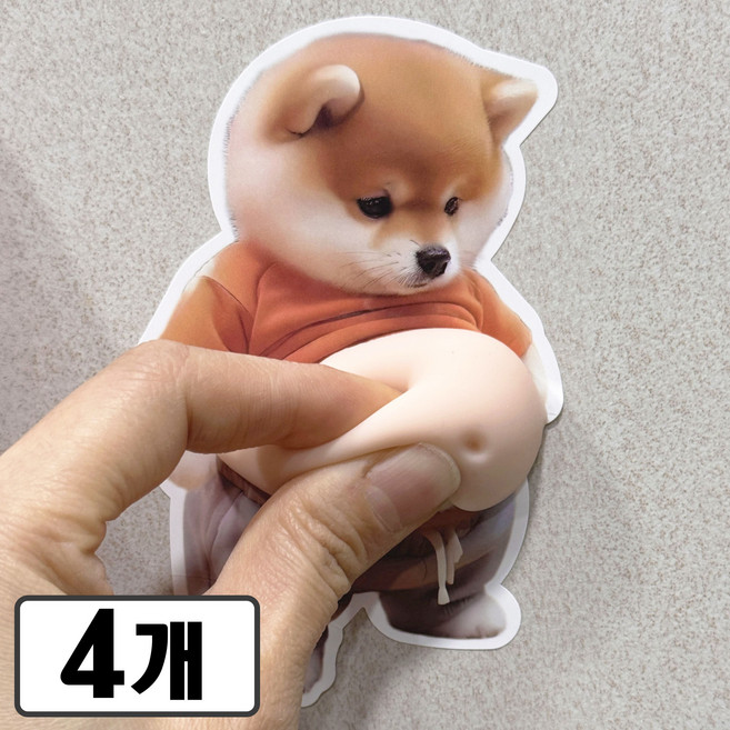 모노버스 말랑 뱃살 스퀴시 3D 문콕방지 스티커 4P, 시바견, 1개