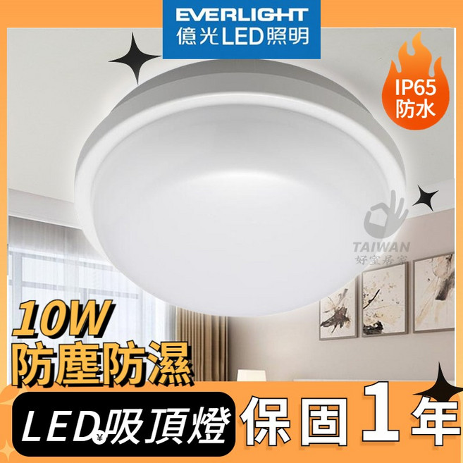 億光 LED 星庭 10W 防水 防雨 戶外 防潮 吸頂燈 全電壓 IP65 LED吸頂燈, 10W白光(一單最多6組)附快速接頭, N/A
