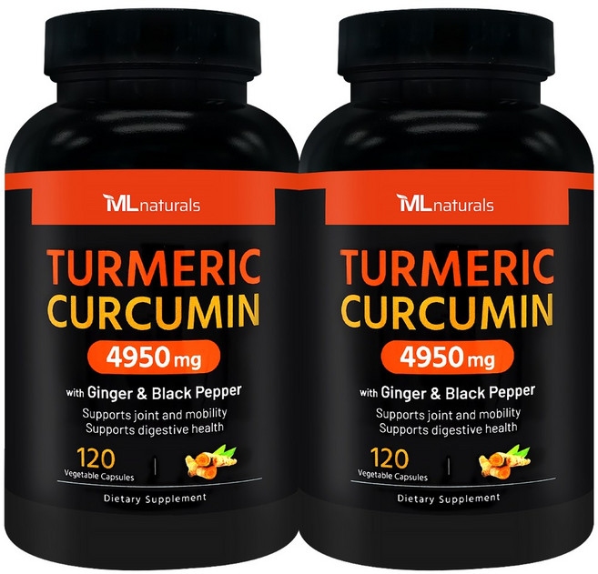 [미국번개배송] 신제품 착한명품 마이라이프 내추럴스 유기농 강황 커큐민 4950mg (진저+블랙페퍼), 2개, 120정