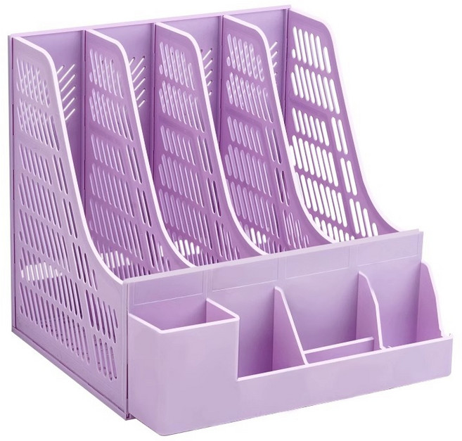 코히모 4단 폴딩식 서류 파일꽂이 화일 박스 파일 정리함 4W093, 퍼플, 1개