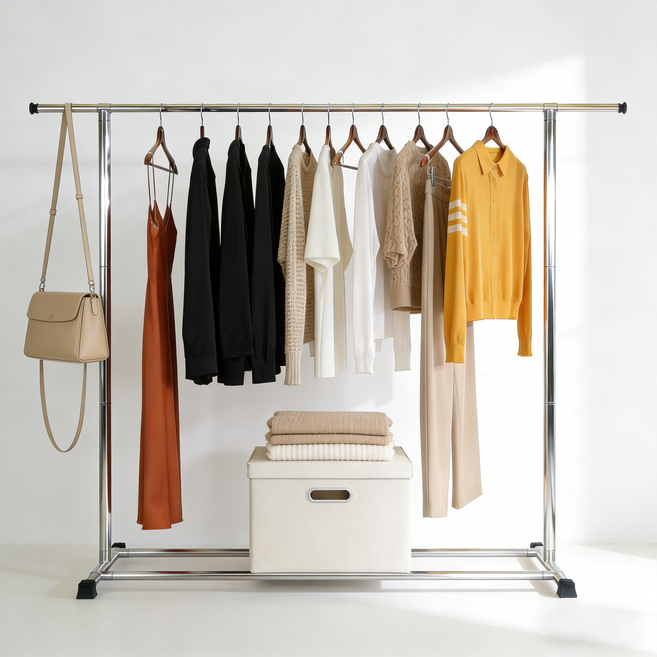 유니홈 튼튼한 스테인리스 스탠드 옷걸이 행거, 실버 전기도금