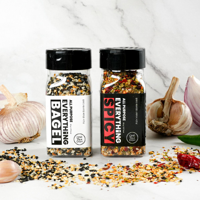 원파디 에브리띵 시즈닝 2종 세트 | 에브리띵 베이글 시즈닝 + 에브리띵 스파이시 시즈닝, 2개, 60g