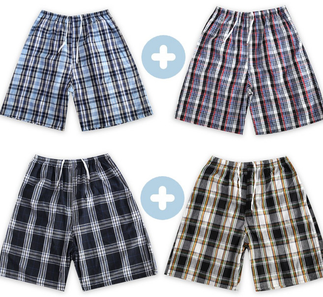 1+1 랜덤 체크 5부 남자 잠옷 파자마 반바지 홈웨어 잠옷 하의