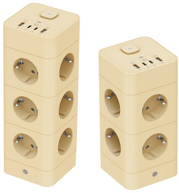 혼카 1+1 에코너 타워형 큐브 멀티탭 4000W 고용량 고속충전 16구 + 12구 USB-A 2개 + C타입 2개 MT09 MT10, 1세트, 에코너 MT10 + MT09 바닐라 베이지 각각 1개씩, 180cm