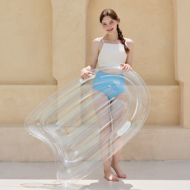 스윔어바웃 대형 파도타기 V2 모양 튜브 어린이 성인 물놀이튜브, 1개, 투명(PK19)