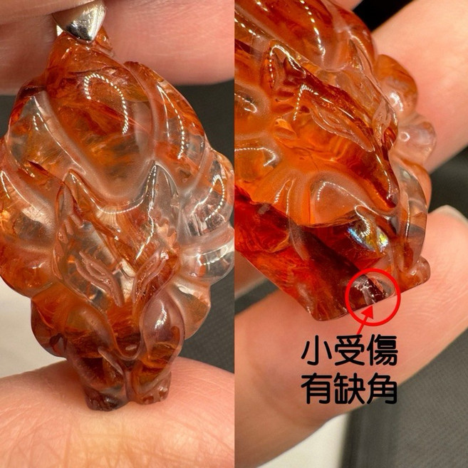 紅膠花 九尾狐仙 吊墜, 1個, D：30.4*20.6*11.3mm,微瑕疵便宜賣, 紅膠花九尾狐仙吊墜
