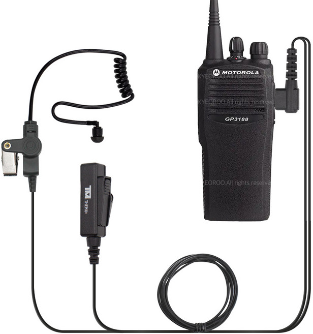 MOTOROLA 모토로라 GP3188 GP3688 무전기 호환 더뮤 D타입 전문가 롱 경호원 이어마이크 인이어 리시버, 1개