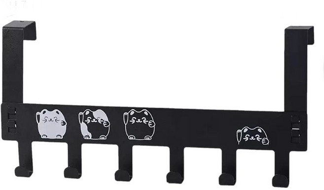 문걸이 후크 옷걸이 무타공 벽걸이 수납 욕실 침실 다용도 걸이, 블랙2, 1개