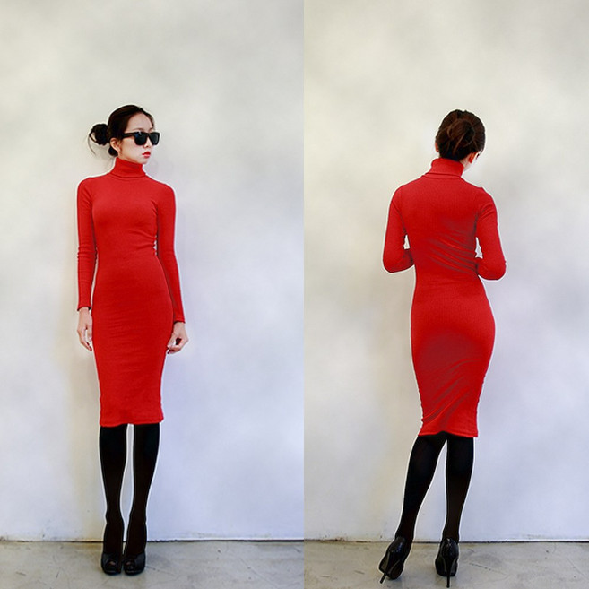 나날샵 왕골H목폴라)롱원피스 목폴라 반폴라 터틀넥 골지원피스 여성원피스 모임룩 파티복 슬림원피스 글램원피스 타이트한원피스 클럽의상 섹시핏 머메이드원피스 여성의류