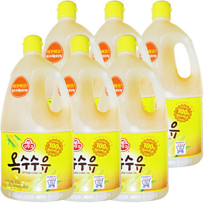 오뚜기 옥수수유 식용유 기름 튀김 부침 오일, 6개, 1.8L