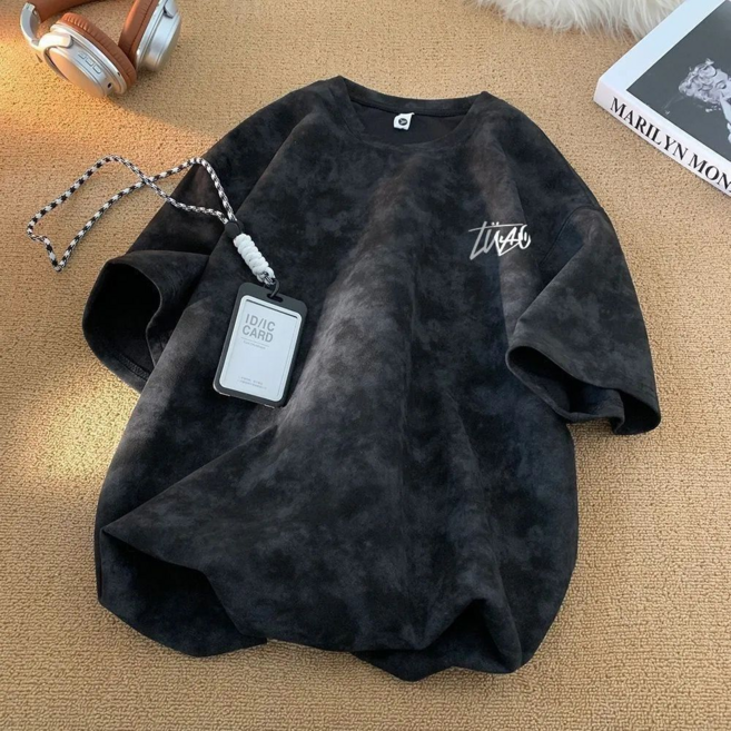 夏季扎染短袖T恤 男女寬鬆大碼上衣