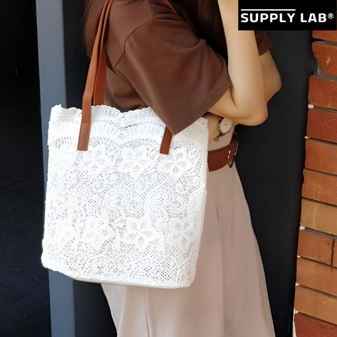 서플라이랩 예쁜 꽃무늬 레이스 여행용 여성용 토트백 숄더백 버킷백