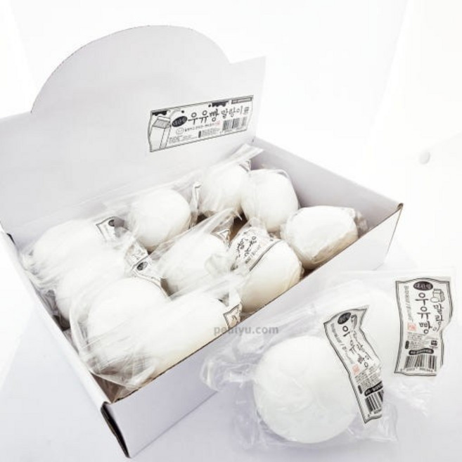 대관령 우유빵 말랑이 1박스 12개입 흰색 백색 스트레스볼 우유말랑이 빵떡 모찌 스퀴시 구름빵, 1개, 상세페이지 참조