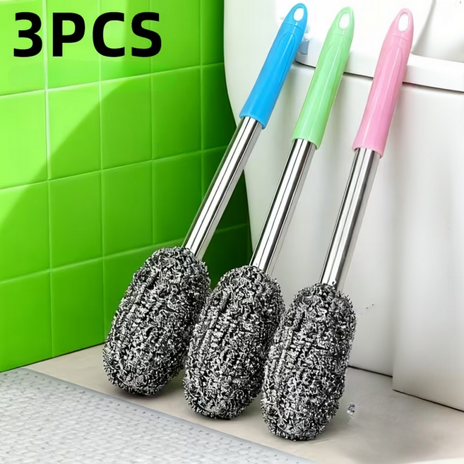 다용도 롱핸들 주방 욕실 청소 브러쉬 3P, 1세트, 블루,그린,핑크