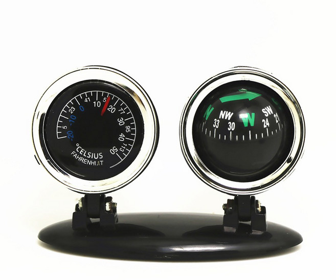라이트닝웍스 차량용 온도계 방위계 악세사리 세트, 블랙, 1개