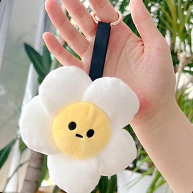 데이지꽃 봉제인형 키홀더 플라워인형 가방참 웃는얼굴 스마일캐릭터