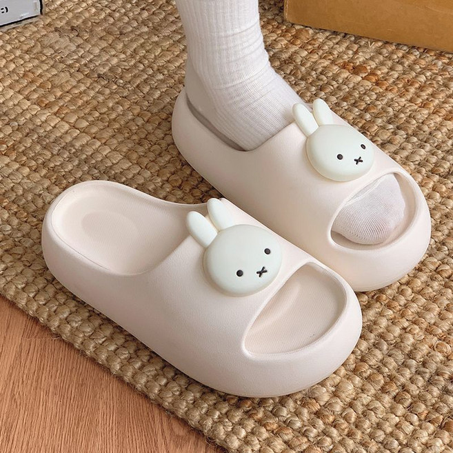 可愛米菲兔EVA拖鞋女夏季外穿厚底宿舍防滑居家增高軟底涼拖鞋, 10 cm, 白色【甄選升級版】:36-37