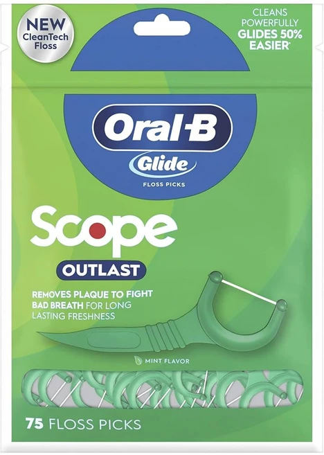 구강-B 글라이드 완전 치실 픽 스코프 아웃라스트 75-ct 이쑤시개, 75개입, 1개 - 쿠팡