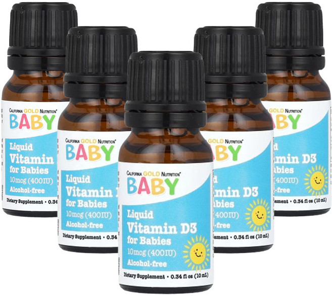 CGN 뉴트리션 아기용 액상비타민D3 10mcg(400IU) 10ml(0.34fl oz) 콜레칼시페롤 5병, 5개, 10ml