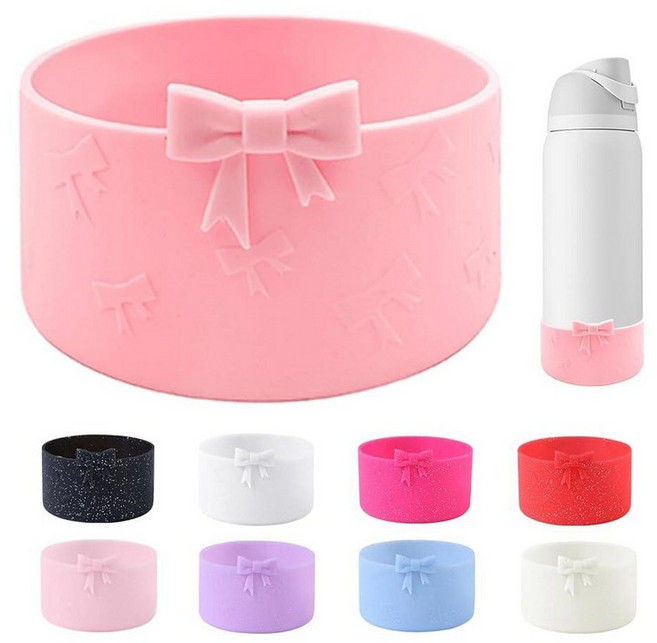 YAYAYOUNG Owala 946.4ml(32온스) 물병용 보우 실리콘 부츠 미끄럼 방지 보호 슬리브 바닥 범퍼 프로텍터 FreeSip 트위스트 및 플립용 스테인리스 스, 핑크