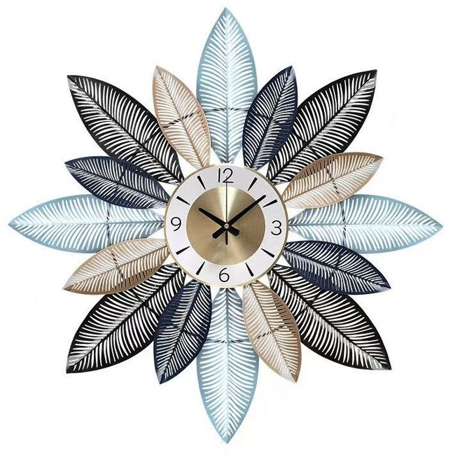 YAPOGI 북유럽 현대 거실 무소음 벽시계, 네이비50×50cm