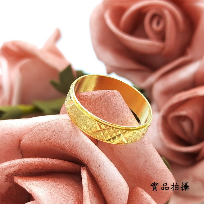磨砂金戒指【K H4122】中性對戒尾戒 仿金 鍍24K金色 防退色 韓勢力