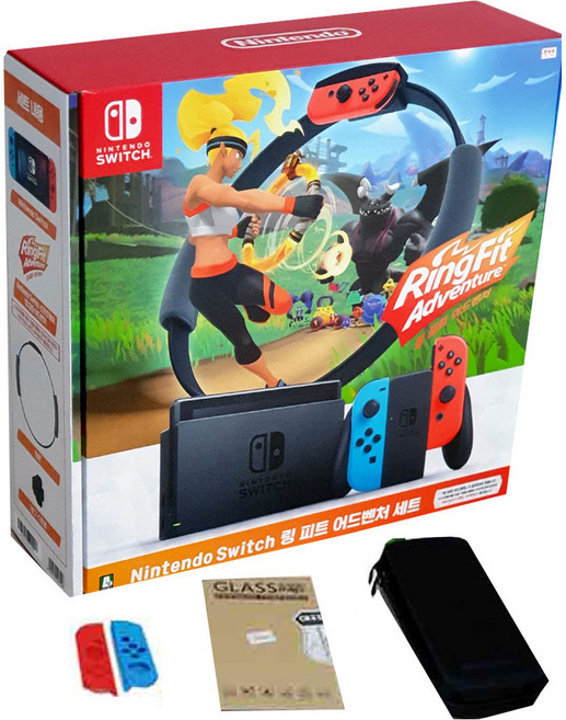 OLED 닌텐도스위치 1+링피트 어드벤처 세트 패키지+가방+강화유리필름+조이콘커버