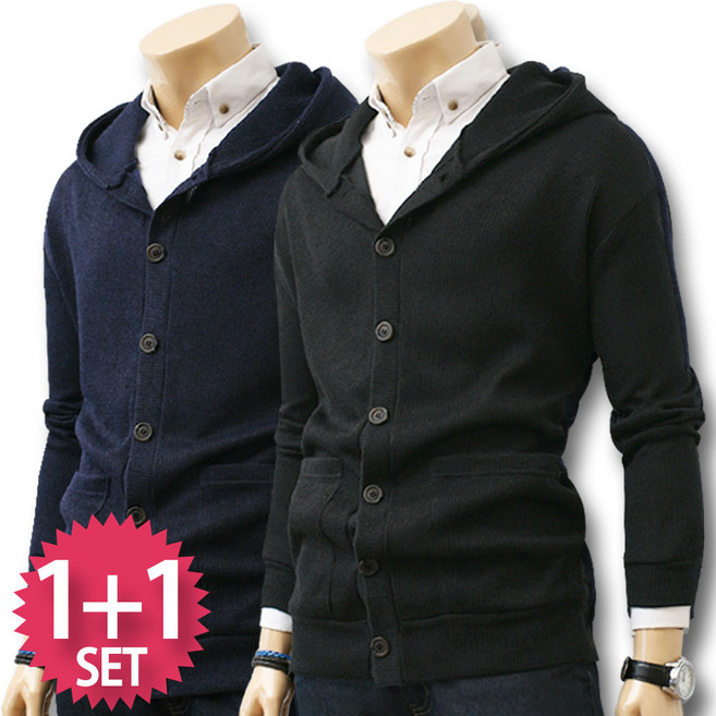 블루포스 핫리턴 후드 가디건 1+1세트 [2장 묶음] 니트 [국내생산]