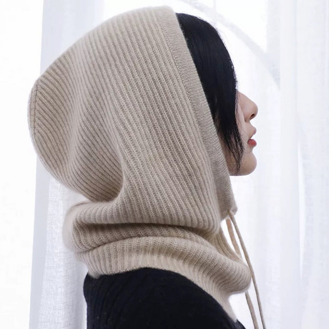 캐시미어 울 바라클라바 스누드 후드 머플러 니트 넥워머