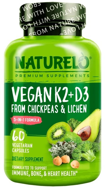 네츄렐로 비타민K2 플러스 D3 병아리콩 앤드 이끼 베지캡슐 60정, 1개 - 쿠팡