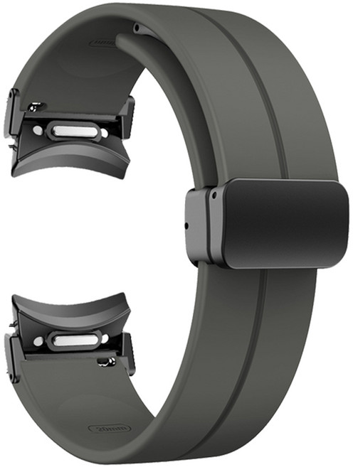 더조은셀러 버튼프리 원터치 디버클 스트랩 시계줄 밴드, 다크 그레이