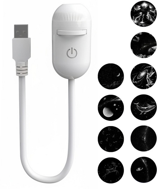 SALANGE USB 천장 별하늘 프로젝션 분위기 조명 수면등 무드등 플라네타리움 우주 천체투영 프로젝터, 본품+디스크 10