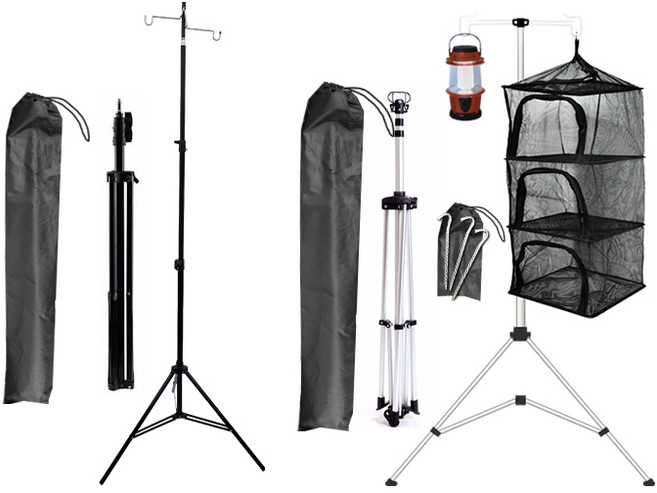 DIBOTE 鋁合金伸縮三腳燈架 戶外露營營燈柱 可調高度, 如圖, 1個, 輕量款