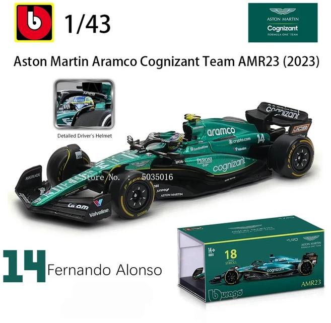 Bbugo 1:43 F1 2024 McLaren MCL38 메르세데스 벤츠 W15 페라리 레드 불 알파인 합금 자동차 레이싱 모델, 03  AMR23-14