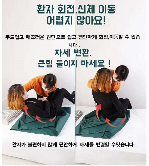 환자 슬라이딩 이동시트 보조기구 자세변환용구 몸 위치 자세변환 체위변경 슬라이딩시트 슬라이드시트, 1개
