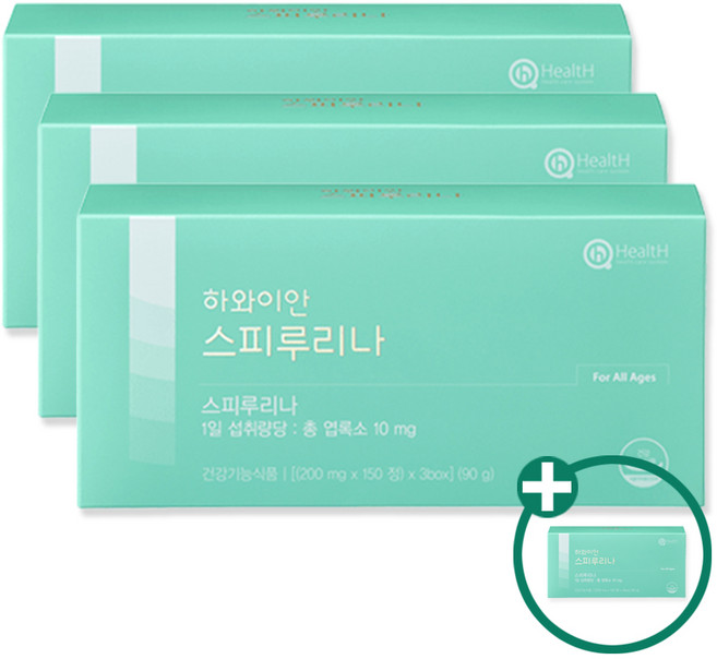 앨트웰 스피루리나 항산화작용 피부건강 완전단백질, 3박스, 450정