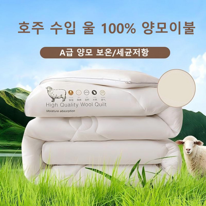 초특가 골든울 A등급 이불 호주양모이불 100% 라이트그레이 100 호주 수입 양모 양털그레이+A형클라우드감촉원단 고급초특가, 화이트